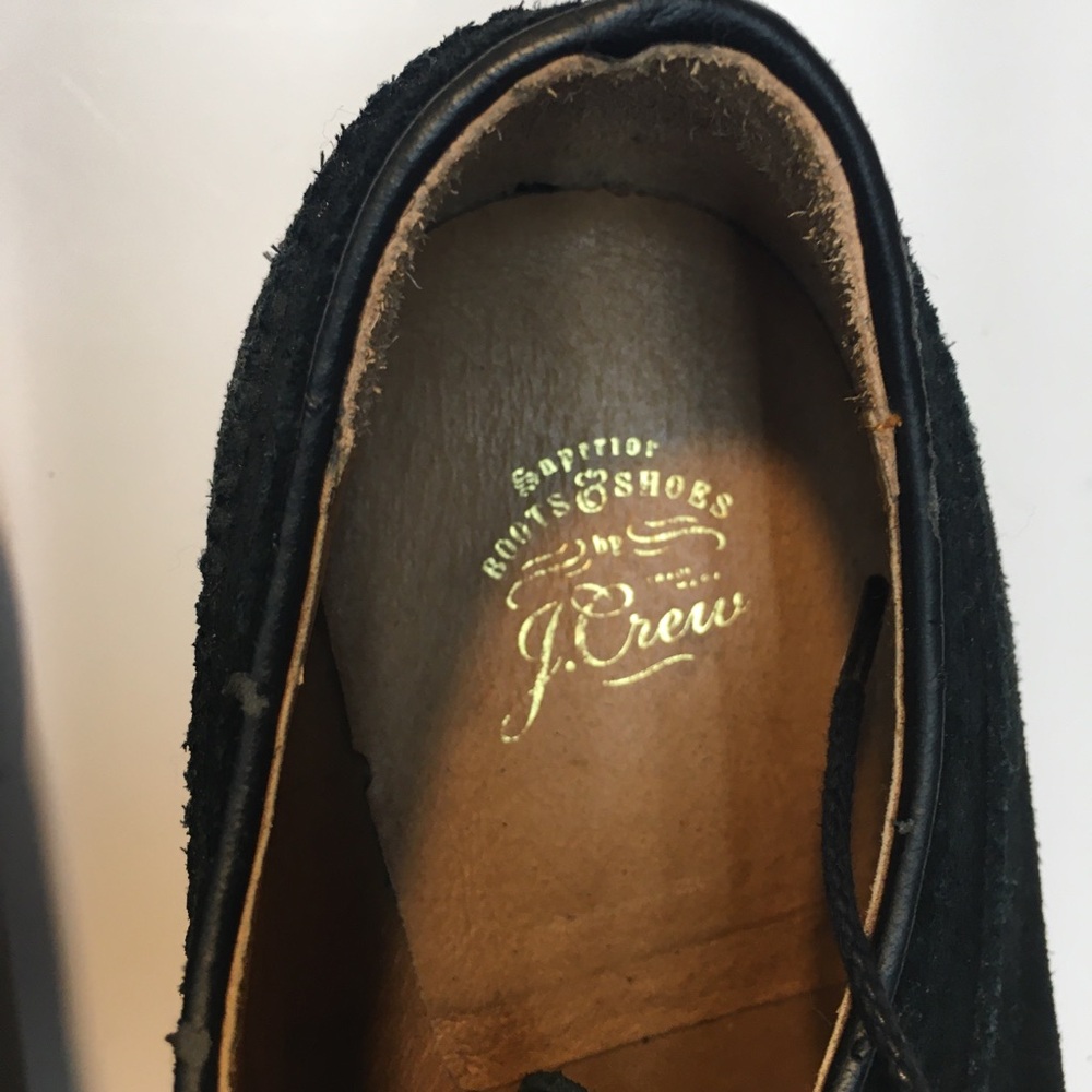 J Crew Kenton Suede Wing Tips Oxford Shoes Men's 10 Black Classic Academia - Picture 8 of 16